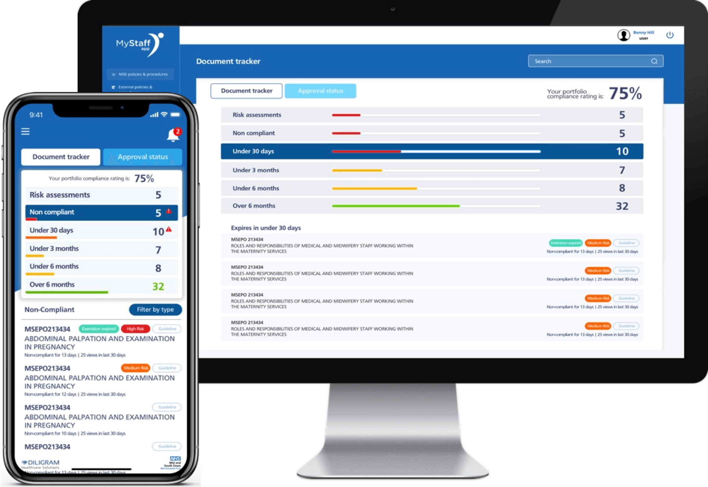 screenshot of MyStaff app